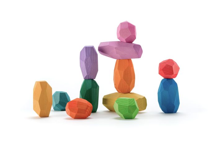 12 Teniques Arcoiris - piedras de madera