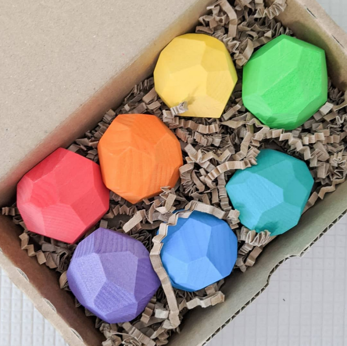 7 Teniques Arcoiris - piedras de madera - Imagen 3